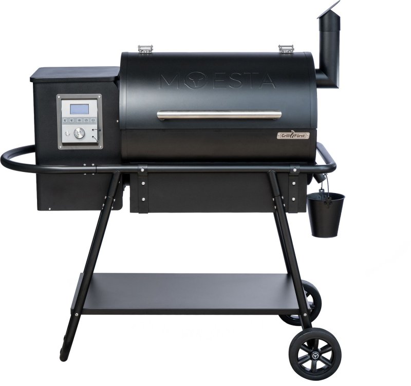Moesta Pelletgrill Sheriff - Grillfürst Sonderedition - Mattschwarz - inkl. Abdeckhaube und Ablagebrett