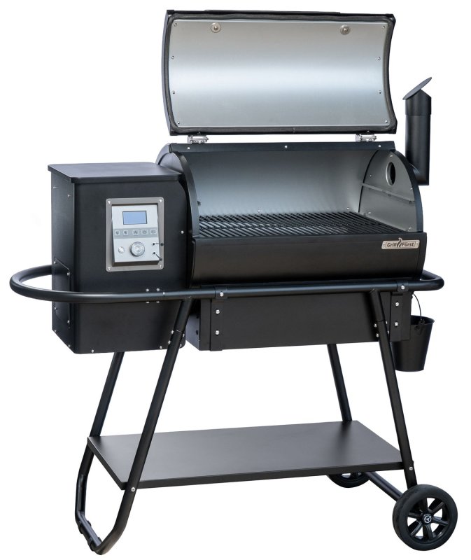 Moesta Pelletgrill Sheriff - Grillfürst Sonderedition - Mattschwarz - inkl. Abdeckhaube und Ablagebrett