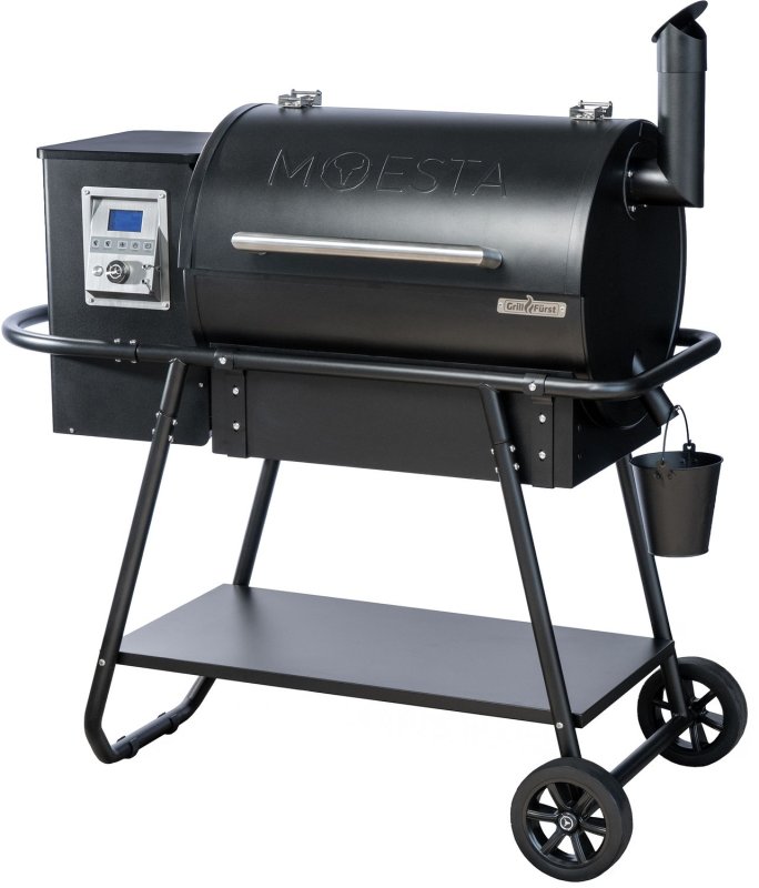 Moesta Pelletgrill Sheriff - Grillfürst Sonderedition - Mattschwarz - inkl. Abdeckhaube und Ablagebrett