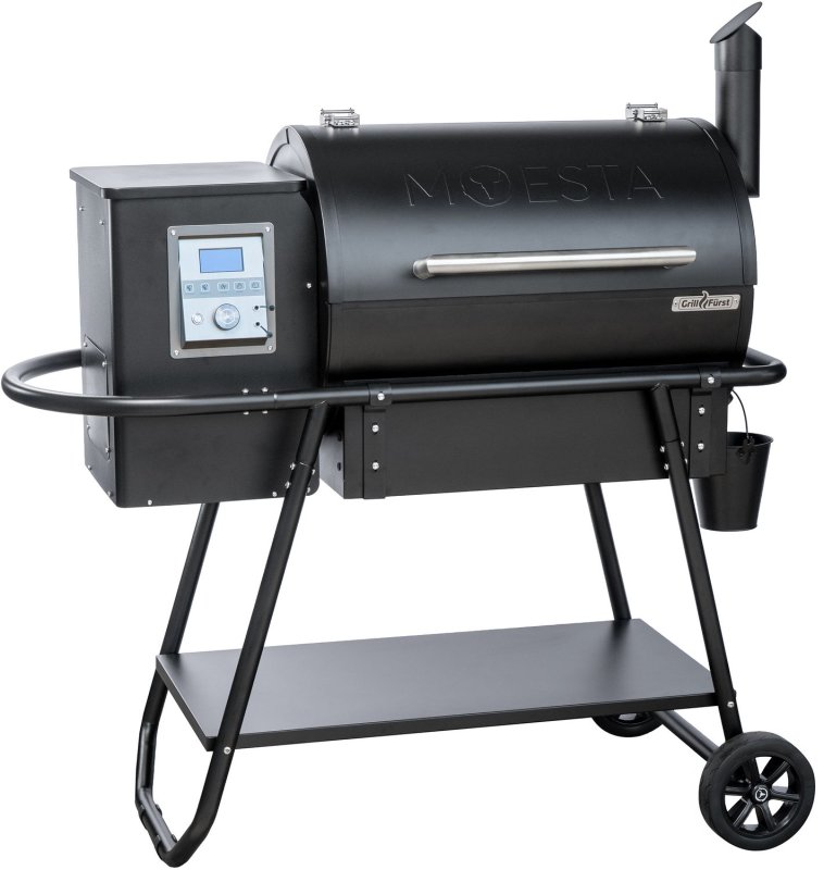 Moesta Pelletgrill Sheriff - Grillfürst Sonderedition - Mattschwarz - inkl. Abdeckhaube und Ablagebrett