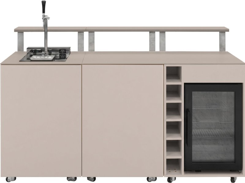 Grillfürst Moments Barschrank mit Zapfanlage, Kühlschrank, Flaschenregal und Tür mit Staufach, inkl. Theke - Mediterran / Aeris