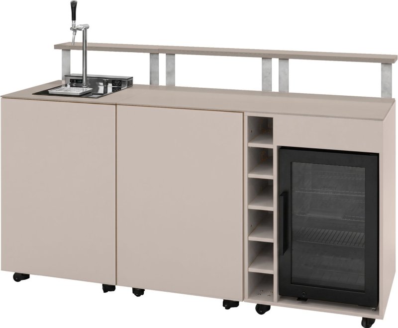 Grillfürst Moments Barschrank mit Zapfanlage, Kühlschrank, Flaschenregal und Tür mit Staufach, inkl. Theke - Mediterran / Aeris