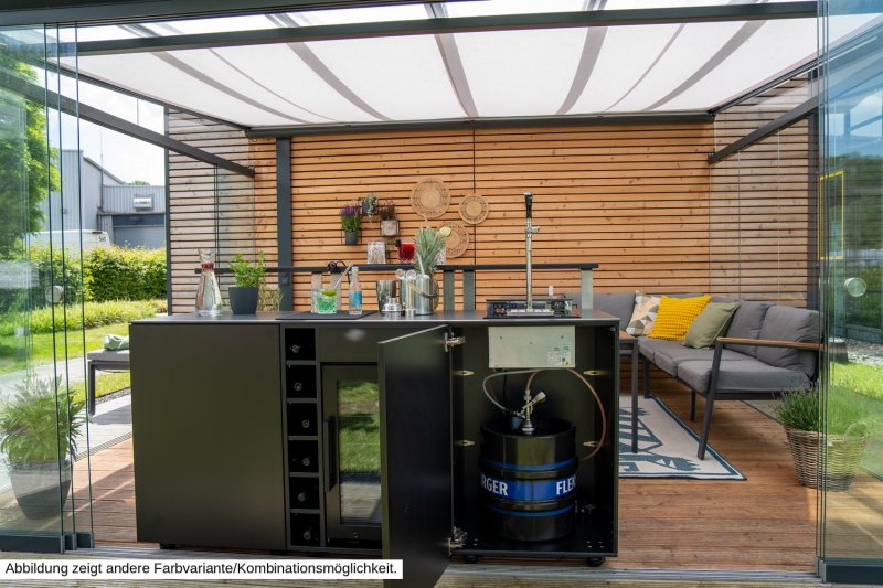 Grillfürst Moments Barschrank mit Zapfanlage, Kühlschrank, Flaschenregal und Tür mit Staufach, inkl. Theke - Mediterran / Aeris