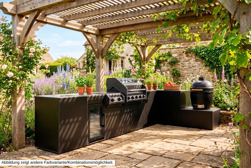 Grillfürst Moments Sideboard mit Outdoor Schrank mit Tür und 2 Schubladen - Mediterran / Aeris - 120 cm