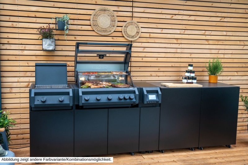 Grillfürst Moments Grillküche Einstieg mit Independence P590E Gasgrill, Independence P230E XXL Infrarotbrenner und 2 Türen mit Stauraum - Mediterran / Aeris