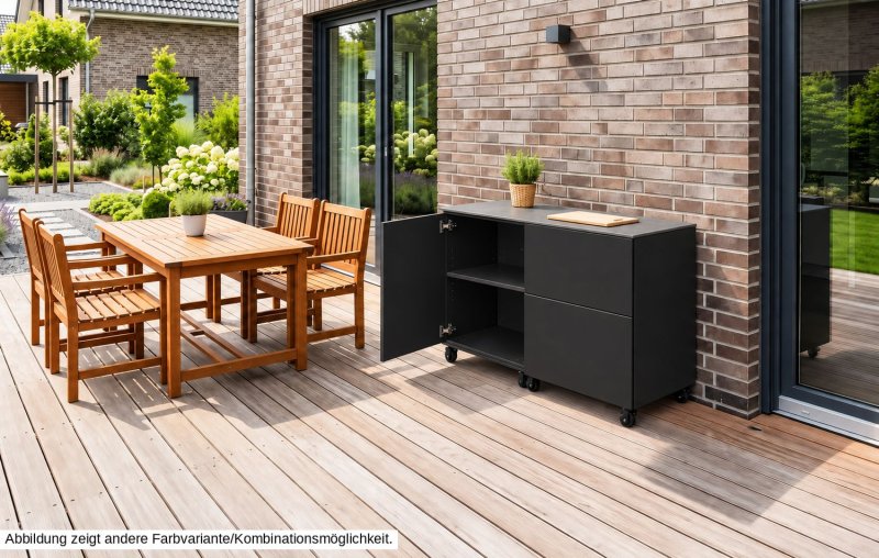 Grillfürst Moments Sideboard mit Outdoor Schrank mit Tür und 2 Schubladen - Mediterran / Aeris - 120 cm