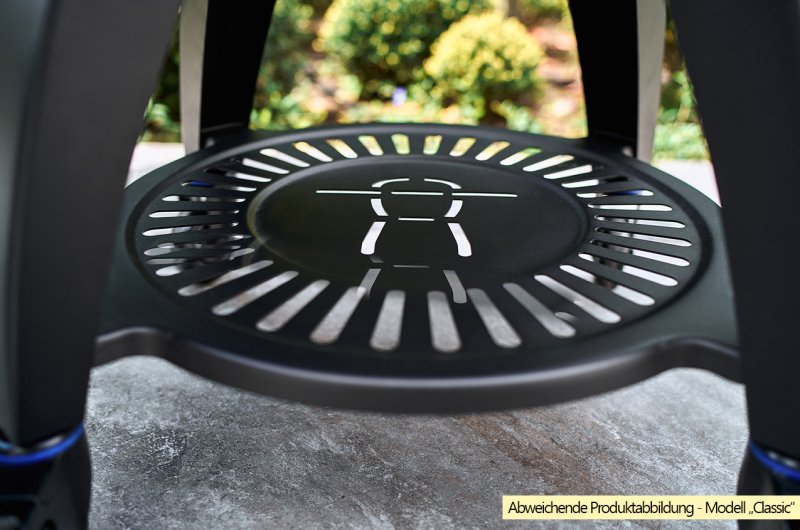 Monolith Grill AVANTGARDE.66 - satin-matt Schwarz - mit Gestell und Seitentischen