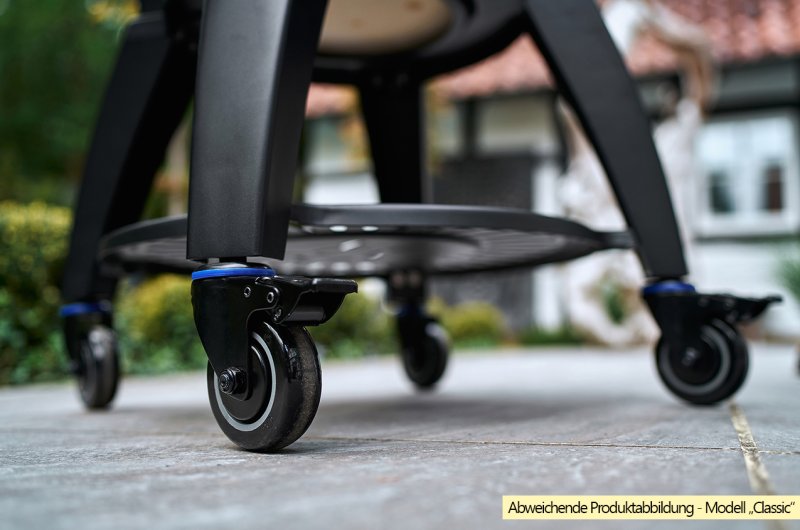 Monolith Grill AVANTGARDE.66 - satin-matt Schwarz - mit Gestell und Seitentischen