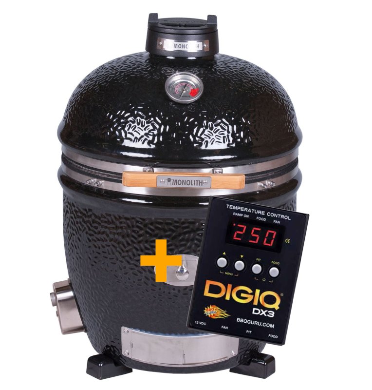 Monolith Grill CLASSIC BBQ GURU - PRO-Serie 2.0 Schwarz - OHNE Gestell und Seitentische - inkl. DigiQ Controller Set