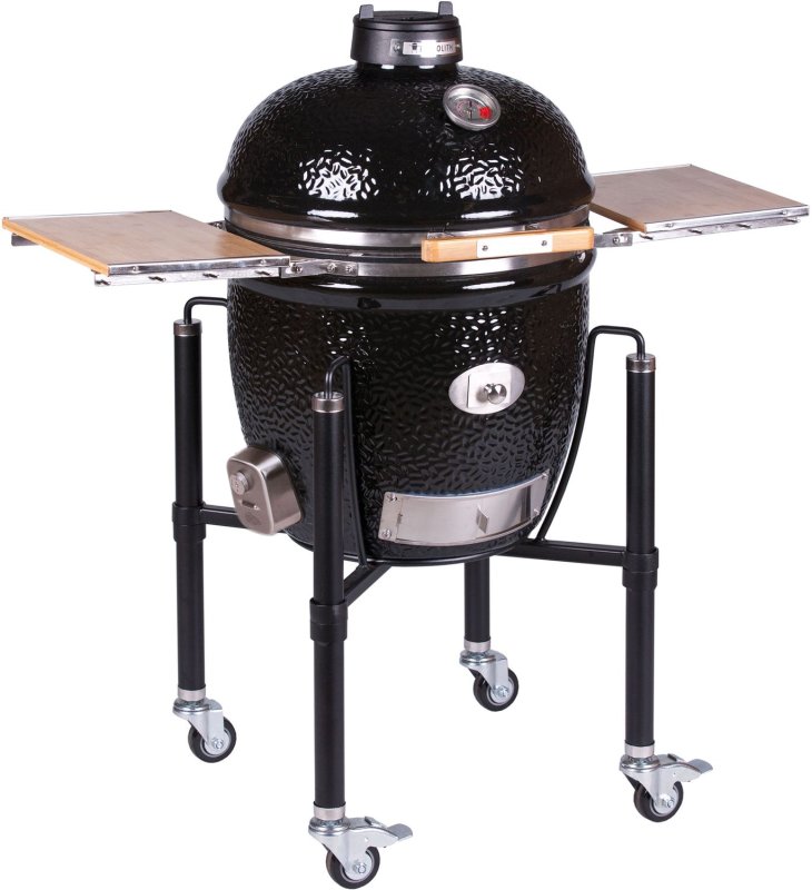 Monolith Grill CLASSIC BBQ GURU - PRO-Serie 2.0 Schwarz - MIT Gestell und Seitentischen