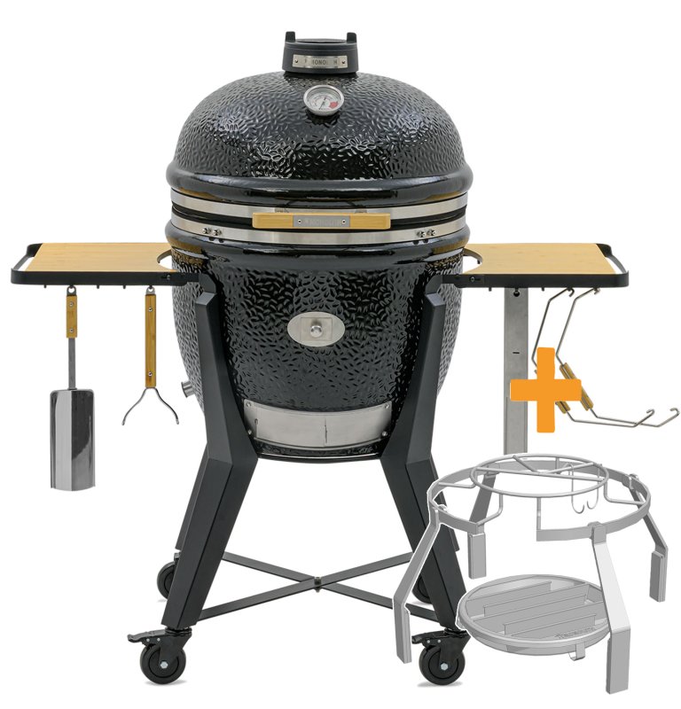 Monolith Grill TWO.66 - MIT Gestell und Seitentischen - inkl. Smoke Set