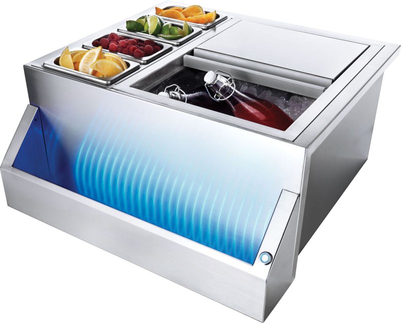 Napoleon Einbau Cocktail- und Getränkestation - beleuchtete Bar mit großem Eisfach