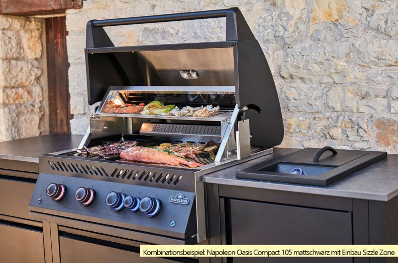 Napoleon 700-Series Einbau Sizzle Zone BIB10 (drop in) mit Safety Glow™ - mattschwarz - Modell 2025