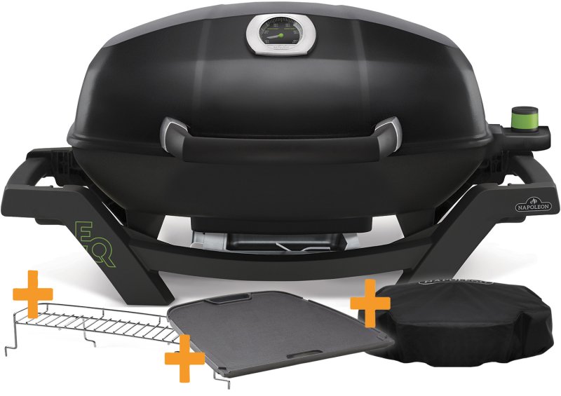 Napoleon TravelQ PRO285E Elektrogrill - Limitiertes Set inkl. Haube, Grillplatte und Warmhalterost