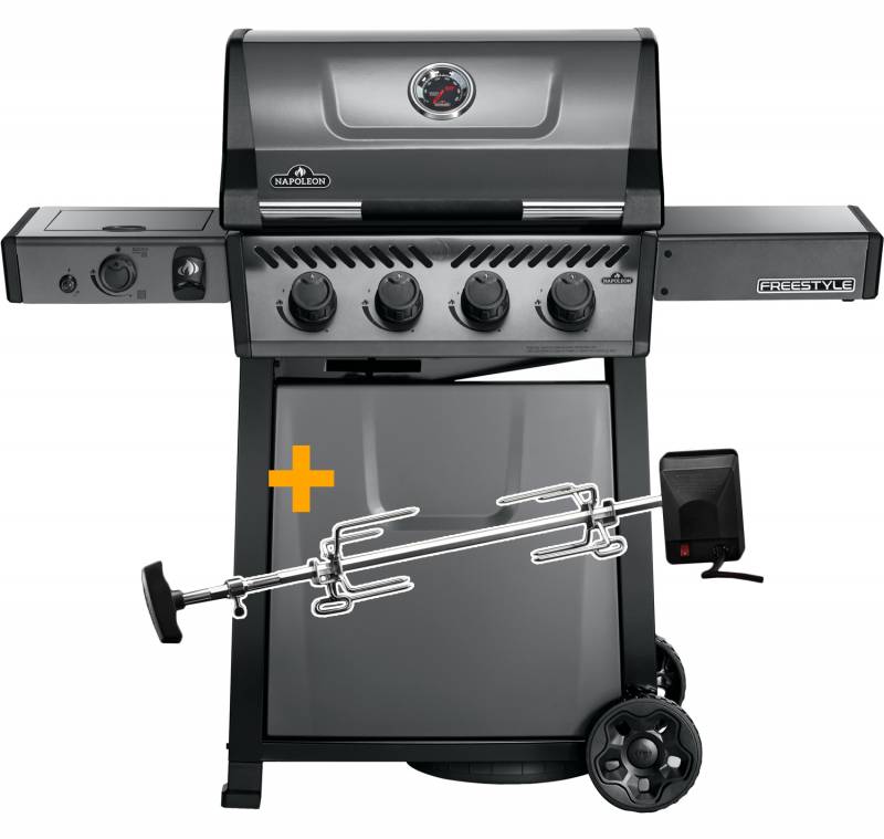 Napoleon Freestyle 425 Gasgrill, Graphit - mit Sizzle Zone - Modell 2024 - X-DEAL inkl. Drehspieß