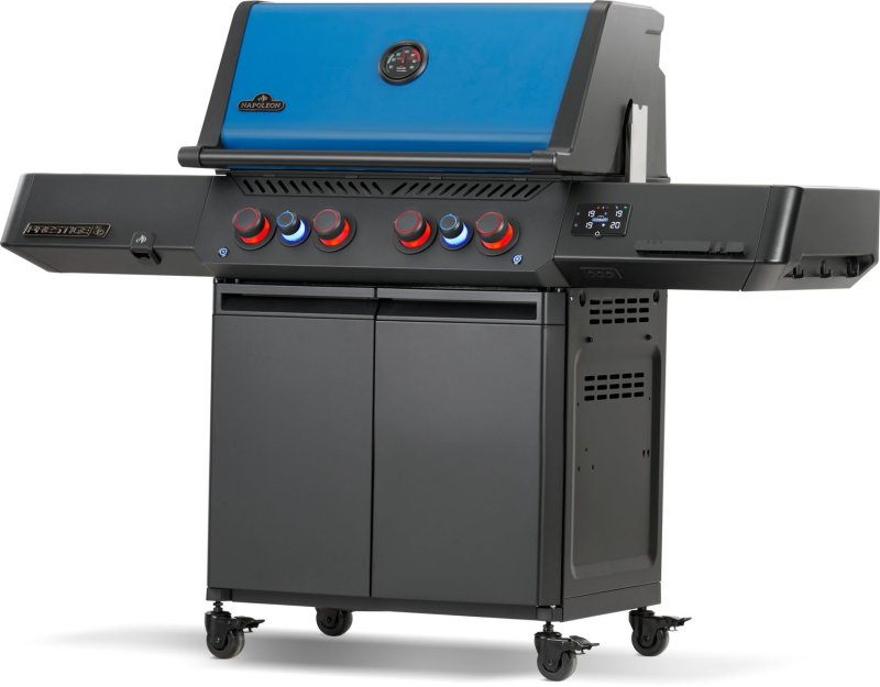 Napoleon Phantom Prestige 500 Connected Gasgrill - mit SIZZLE Zone und Heckbrenner - Edelstahl-Gussroste - 50 Jahre Napoleon Edition Heritage Blue - mit Jubliäums-Box