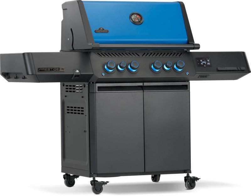Napoleon Phantom Prestige 500 Connected Gasgrill - mit SIZZLE Zone und Heckbrenner - Edelstahl-Gussroste - 50 Jahre Edition Heritage Blue - mit Jubliäums-Box