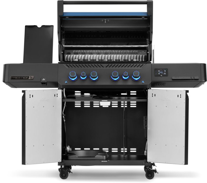 Napoleon Phantom Prestige 500 Connected Gasgrill - mit SIZZLE Zone und Heckbrenner - Edelstahl-Gussroste - 50 Jahre Edition Heritage Blue - mit Jubliäums-Box