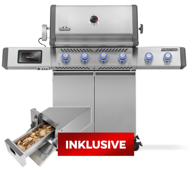 Napoleon Prestige PRO 500 Smart-Connected Gasgrill, Edelstahl - inkl. Drehspieß + Räucherbox GASM002