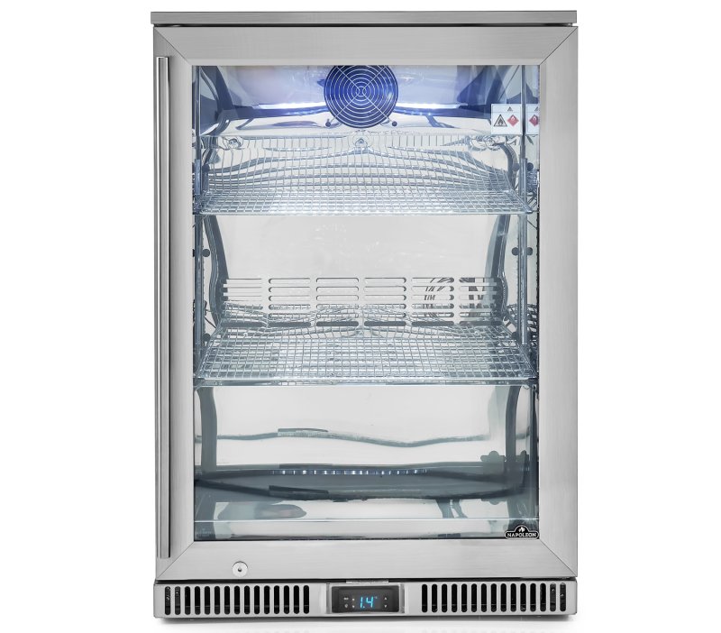 Napoleon Outdoor - Kühlschrank, 135 Liter, rechtsdrehende Tür mit Doppelverglasung und LED Beleuchtung - wasserdicht nach IP24