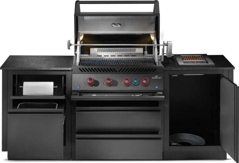 Napoleon Oasis Compact 106 Outdoor Küche - mattschwarz - mit BIG32 Einbaugrill und Einbau SIZZLE ZONE - inkl. Arbeitsplatte aus Feinsteinzeug