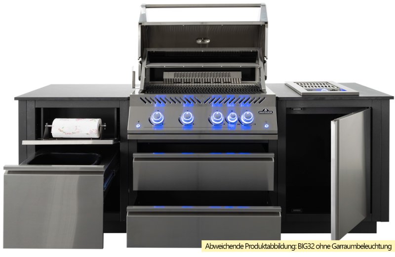Napoleon Outdoor Küche Oasis Compact 105 mit BIG32-1 Einbaugrill und Einbau Sizzle Zone - inkl. Arbeitsplatte aus Feinsteinzeug
