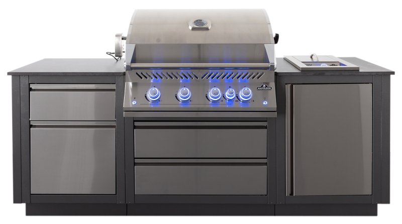 Napoleon Outdoor Küche Oasis Compact 105 mit BIG32-1 Einbaugrill und Einbau Sizzle Zone - inkl. Arbeitsplatte aus Feinsteinzeug