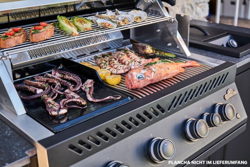 Napoleon Oasis Compact 106 Outdoor Küche - mattschwarz - mit BIG32 Einbaugrill und Einbau SIZZLE ZONE - inkl. Arbeitsplatte aus Feinsteinzeug