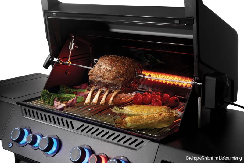Napoleon Phantom Prestige 500 Connected Gasgrill - mit SIZZLE Zone und Heckbrenner - Edelstahl-Gussroste, Mattschwarz - Modell 2025