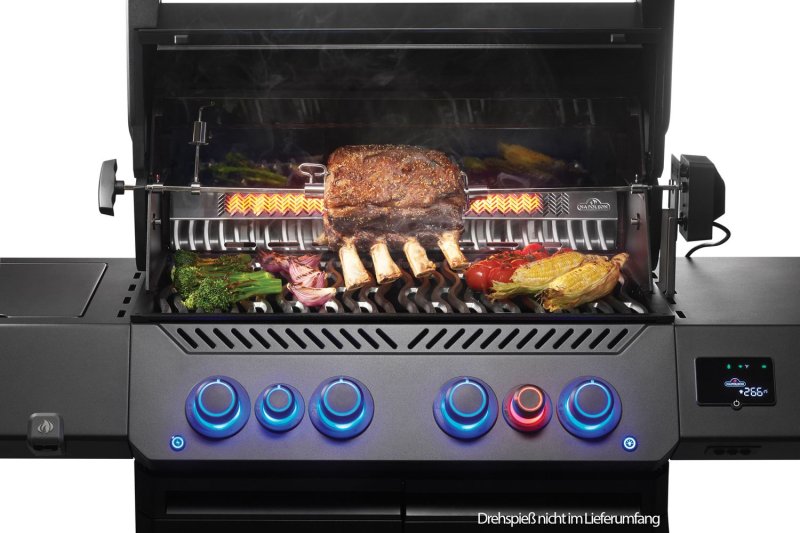 Napoleon Phantom Prestige 500 Connected Gasgrill - mit SIZZLE Zone und Heckbrenner - Edelstahl-Gussroste, Mattschwarz - Modell 2025