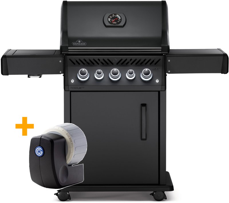 Napoleon Phantom Rogue SE 425 Gasgrill, mattschwarz mit Sizzle Zone und Heckbrenner - SMART Deal inkl. Grillfürst Grill Control - Modell 2022