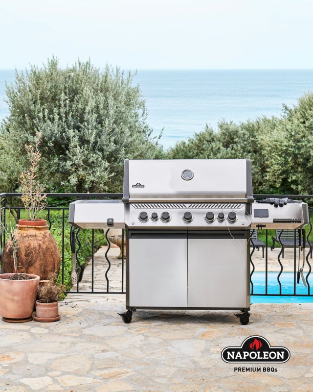 Napoleon Prestige 665 Connected Edelstahl Gasgrill - mit SIZZLE ZONE und Heckbrenner - Modell 2025
