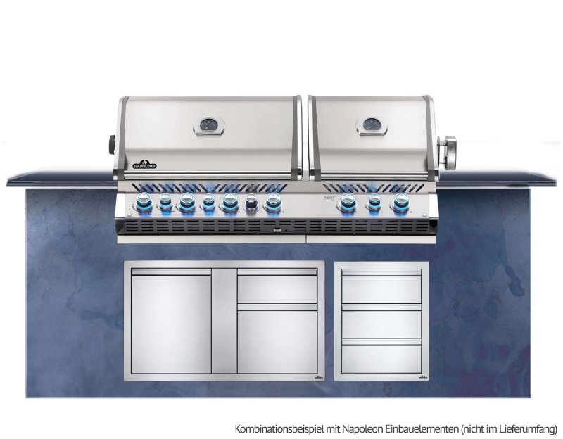 Napoleon Prestige Pro 825-3 Edelstahl Einbaugrill Gas - inkl. Drehspieß - Modell 2025