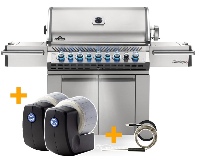 Napoleon Prestige Pro 665-3 Edelstahl Gasgrill inkl. Drehspieß - Modell 2025 - SMART Deal inkl. Grillfürst Grill Control mit Companion Device und Einstichthermometer