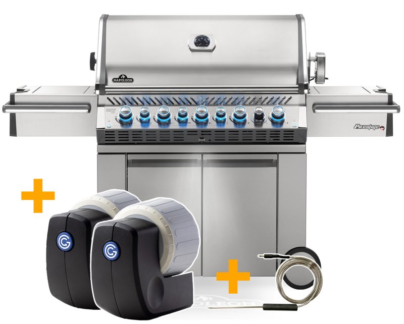 Napoleon Prestige Pro 665-3 Edelstahl Gasgrill inkl. Drehspieß - Modell 2024 - SMART Deal inkl. Grillfürst Grill Control mit Companion Device und Einstichthermometer