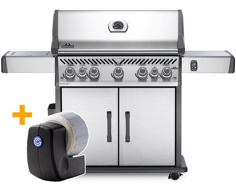 Napoleon Rogue SE 625 Edelstahl Gasgrill mit Sizzle Zone und Heckbrenner - SMART Deal inkl. Grillfürst Grill Control - Modell 2023