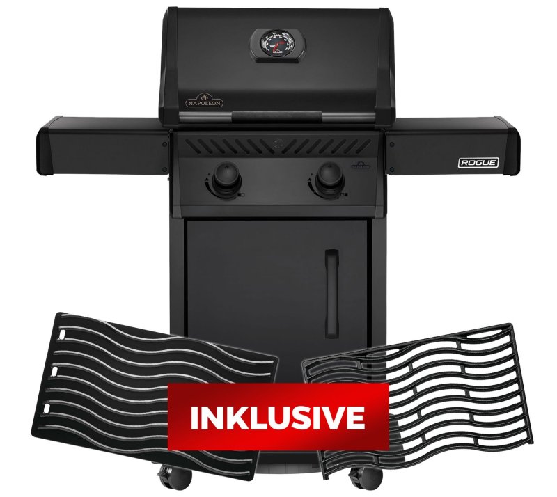 Napoleon Gasgrill Rogue 365 - Grillfürst Edition mattschwarz - inkl. Grillplatte (+ gratis Gussrost)