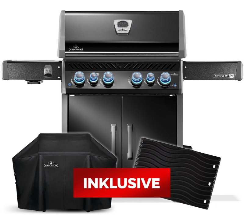 Napoleon Rogue PRO-S 525 Gasgrill - mit SIZZLE ZONE™ und Heckbrenner - Grillfürst Edition inkl. Abdeckhaube - mit zusätzlicher Grillplatte
