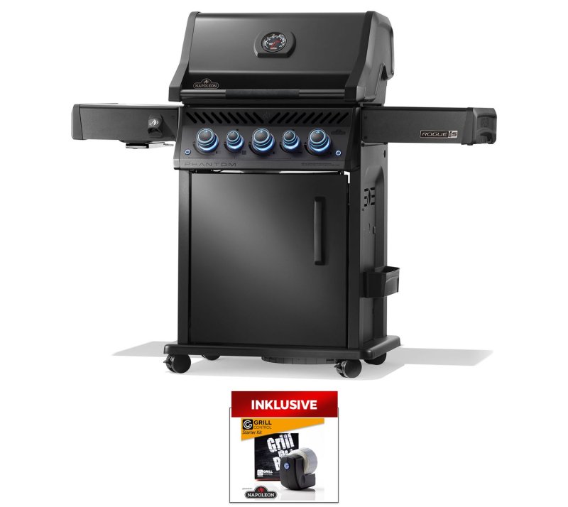 Napoleon Phantom Rogue PRO-S 425 Gasgrill - mit SIZZLE ZONE™ und Heckbrenner - mit Edelstahlrosten, Mattschwarz - Modell 2026 - SMART Deal inkl. Grillfürst Grill Control