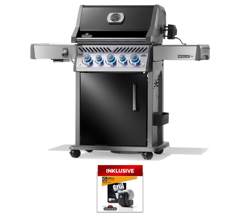 Napoleon Rogue PRO-S 425 Gasgrill - SIZZLE ZONE™ und Heckbrenner - mit Gusseisenrosten, Schwarz - inkl. Drehspieß - Modell 2026 - SMART Deal inkl. Grillfürst Grill Control