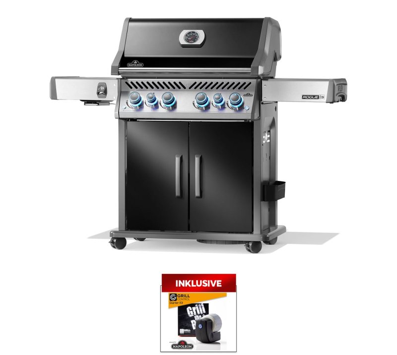 Napoleon Rogue PRO-S 525 Gasgrill - mit SIZZLE ZONE™ und Heckbrenner - mit Gusseisenrosten, Schwarz - Modell 2026 - SMART Deal inkl. Grillfürst Grill Control