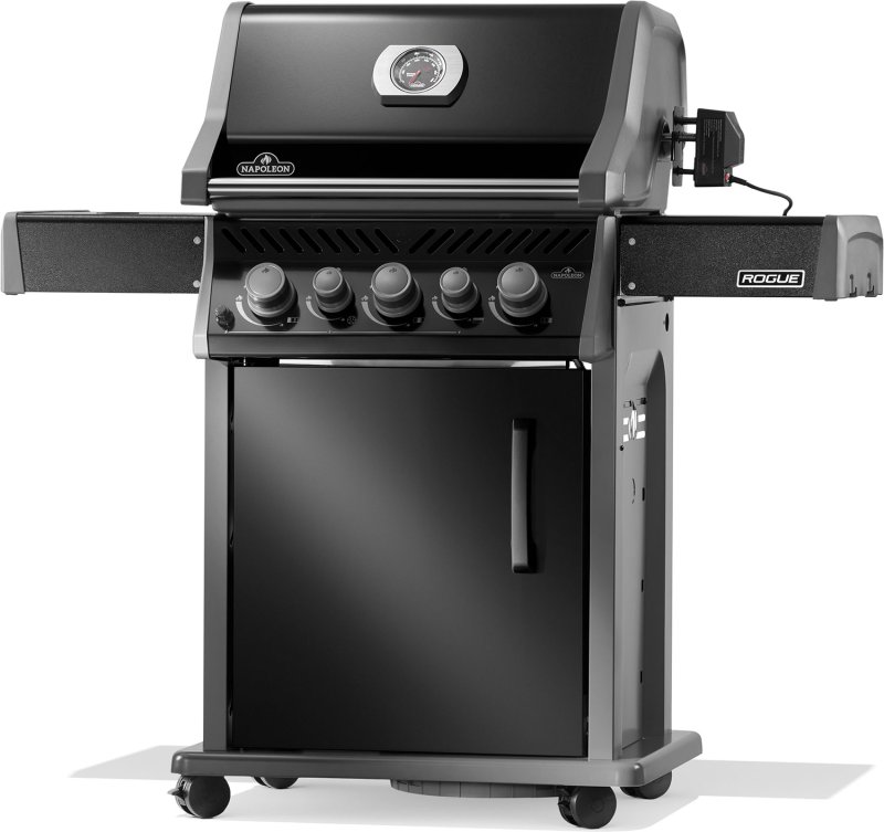 Napoleon Rogue 425 Gasgrill - all black - mit Seitenbrenner und Heckbrenner inkl. Drehspieß - Modell 2025
