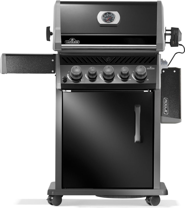 Napoleon Rogue 425 Gasgrill - all black - mit Seitenbrenner und Heckbrenner inkl. Drehspieß - Modell 2025