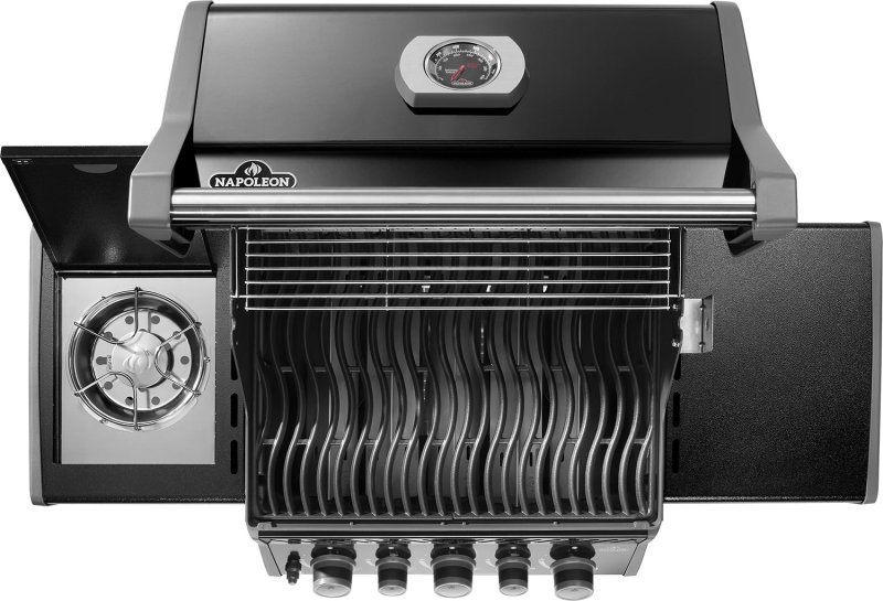 Napoleon Rogue 425 Gasgrill - all black - mit Seitenbrenner und Heckbrenner inkl. Drehspieß - Modell 2025