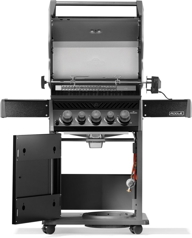 Napoleon Rogue 425 Gasgrill - all black - mit Seitenbrenner und Heckbrenner inkl. Drehspieß - Modell 2025