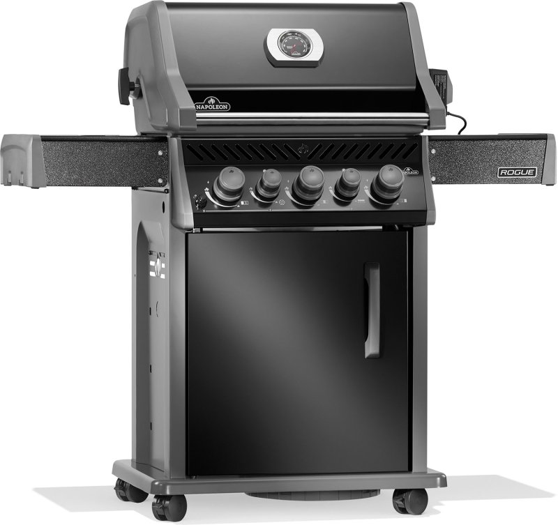 Napoleon Rogue 425 Gasgrill - all black - mit Seitenbrenner und Heckbrenner inkl. Drehspieß - Modell 2025