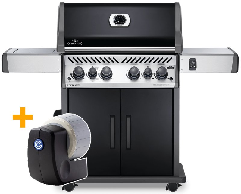 Napoleon Rogue SE 525 Gasgrill, schwarz mit Gussrosten, Sizzle Zone und Heckbrenner - SMART Deal inkl. Grillfürst Grill Control - Modell 2023