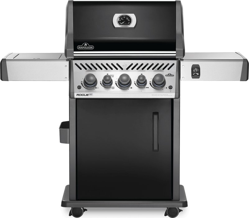 Napoleon Rogue SE 425 Gasgrill, schwarz mit Gussrosten, Sizzle Zone und Heckbrenner - Hero Modell 2024 inkl. Drehspieß