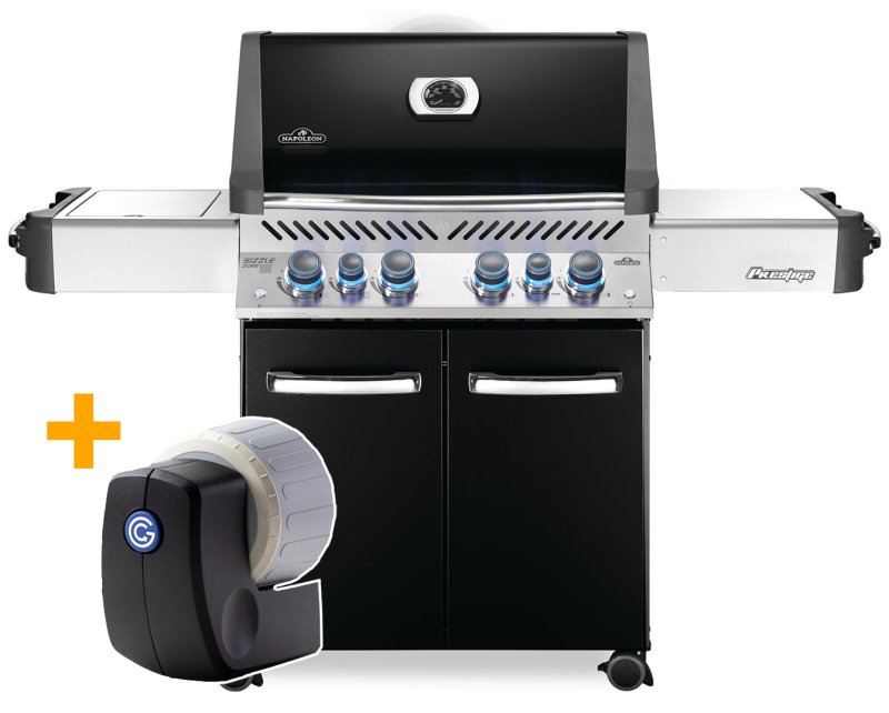 Napoleon Prestige 500 Gasgrill, Schwarz - mit Safety Glow - Modell 2024 - SMART Deal inkl. Grillfürst Grill Control