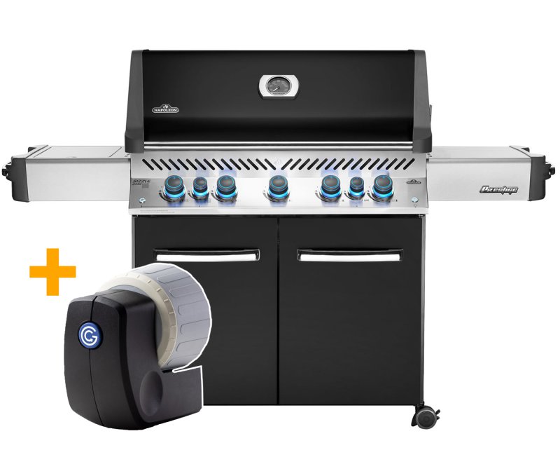 Napoleon Prestige 665 Gasgrill, Schwarz - mit Safety Glow - Modell 2023 - SMART Deal inkl. Grillfürst Grill Control